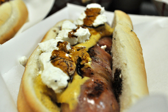 05 Truffle Pork Sausage with Sauce Moutarde, Goat Cheese and Truffle Balsamic Drizzle copy